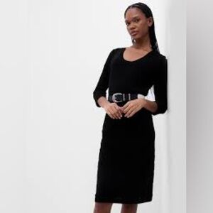 GAP Crochet Knit Black Long Midi Sleeve Dress